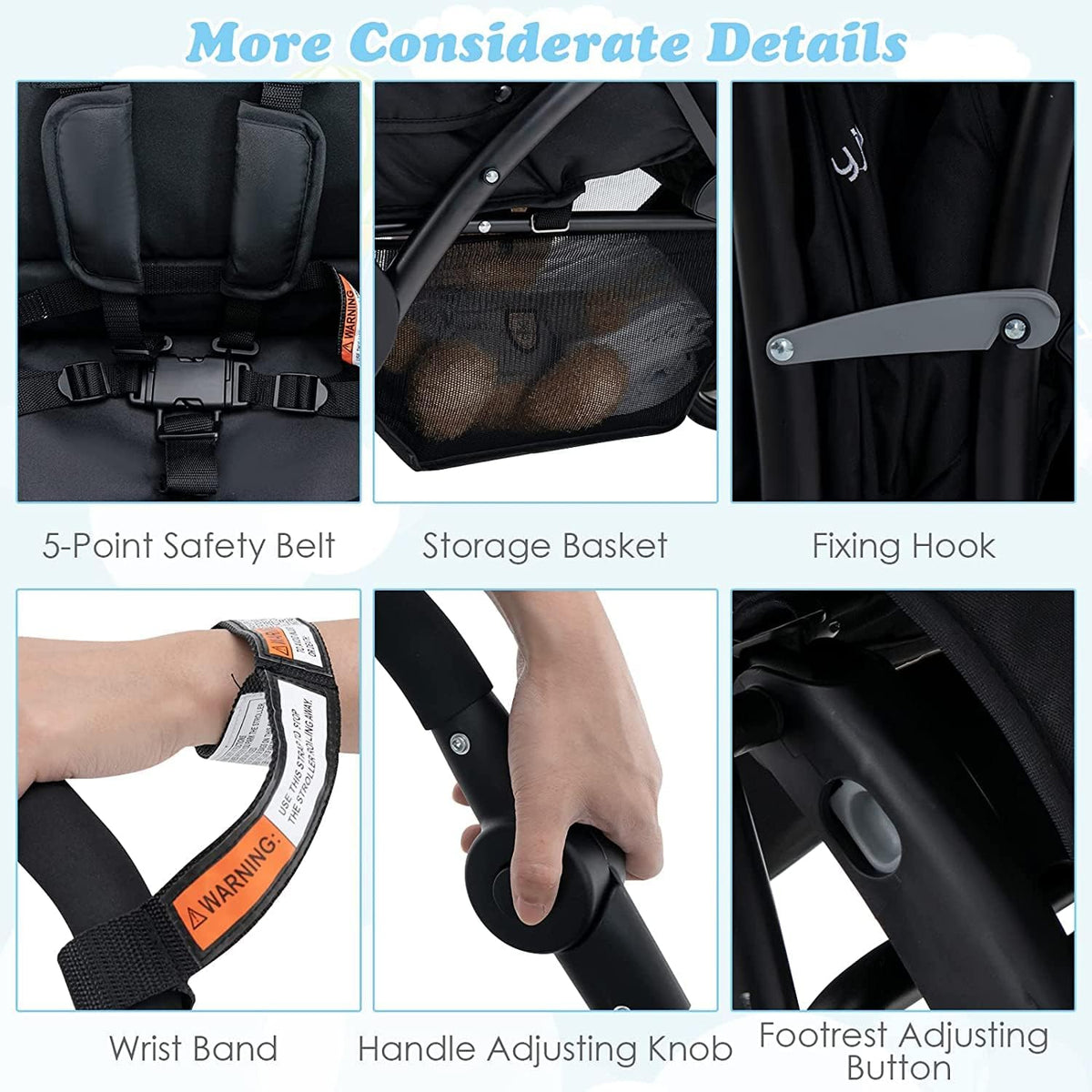 BABY JOY Foldable Tandem Twin Stroller