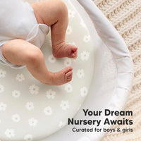 2-Pack Organic Bassinet Sheets for Girls, Boys - 100% Cotton Bassinet Mattress Sheets(Meadow)
