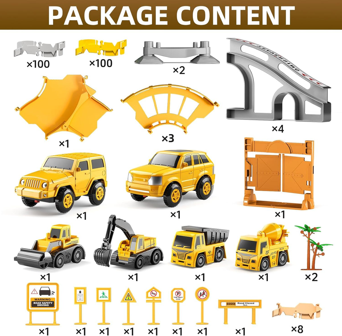 MSKOLER 200 Pieces Toy Car Tracks Sets for Kids 3-8 Years Old