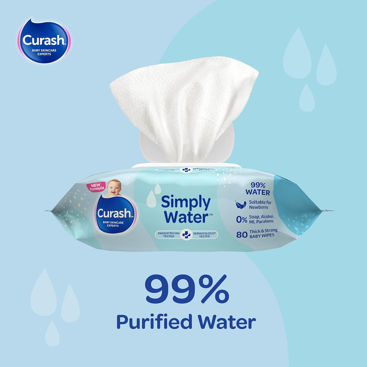 Curash Simply Water Baby Wipes