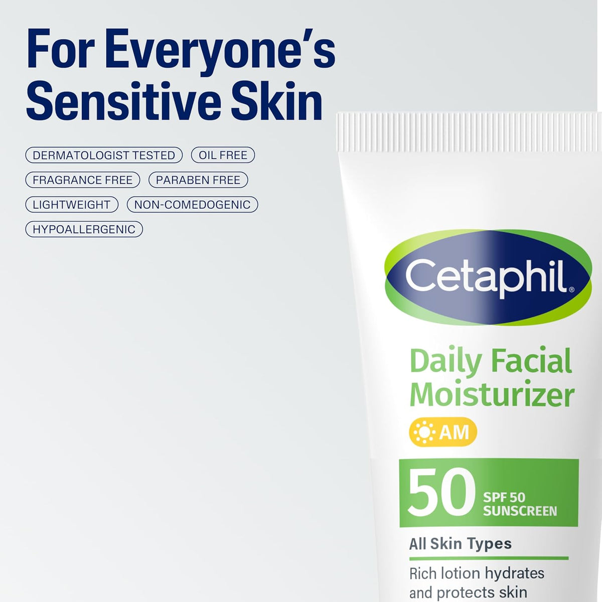 Cetaphil Daily Facial Moisturizer SPF 50, 1.7 Fl Oz (Pack of 2),  Dermatologist Recommended