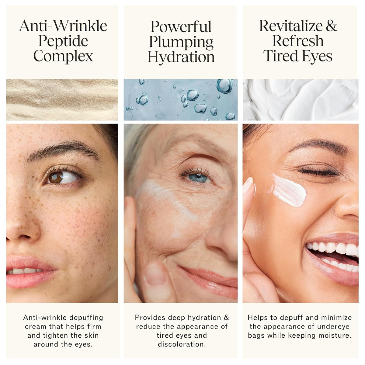 LilyAna Naturals Caffeine Eye Cream with Peptides for Dark Circles, Puffiness, Fine Lines and Wrinkles 1.0 oz