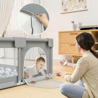 Gdaytao Large Baby Play Pen 200x180cm - Premium Oxford Fabric Playpen with 50 Pit Balls (6M-3Y)