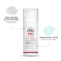 EltaMD UV Daily SPF 40 Face Sunscreen Moisturizer with Zinc Oxide, Daily Face Moisturizer with SPF, Sunscreen, For Dry Skin 1.7 oz Pump (Pack of 2)