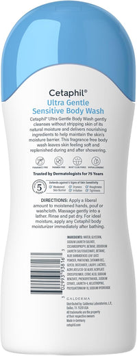 Cetaphil Ultra Gentle Body Wash, For Dry to Normal, Sensitive Skin, 16.9oz Pack of 3,