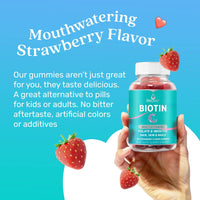 BeLive Biotin Gummies with MultiVitamins, Folate, Inositol – Supports Hair Growth, Healthy Skin & Nails – Vegan, Pectin Based – Strawberry Flavor-USA Made