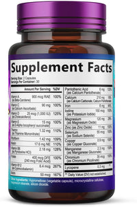 Click to see full view Multivitamin for Women - 3X Strength Daily Women Multivitamin, Vitamins A, D, C, E, Biotin, Folic Acid, Calcium, & Iron, Complete Multi Vitamin for Beautiful Hair & Skin, Bottled in USA, 60 Capsules