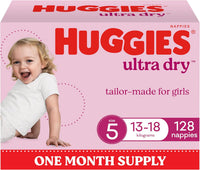 Huggies Ultra Dry Nappies Girls Size 5 (13-18kg) 128 Count