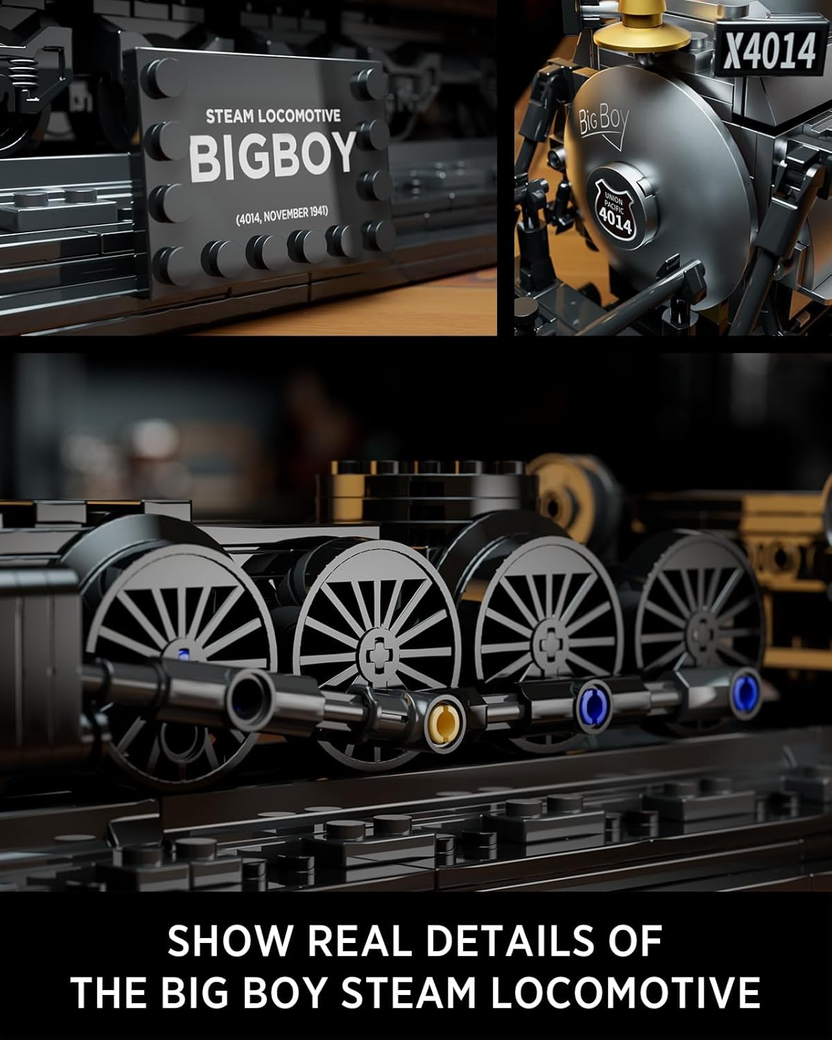 Nifeliz Big Boy Locomotive, Articulated Steam Locomotive Building Block Set (1,818 Pieces)