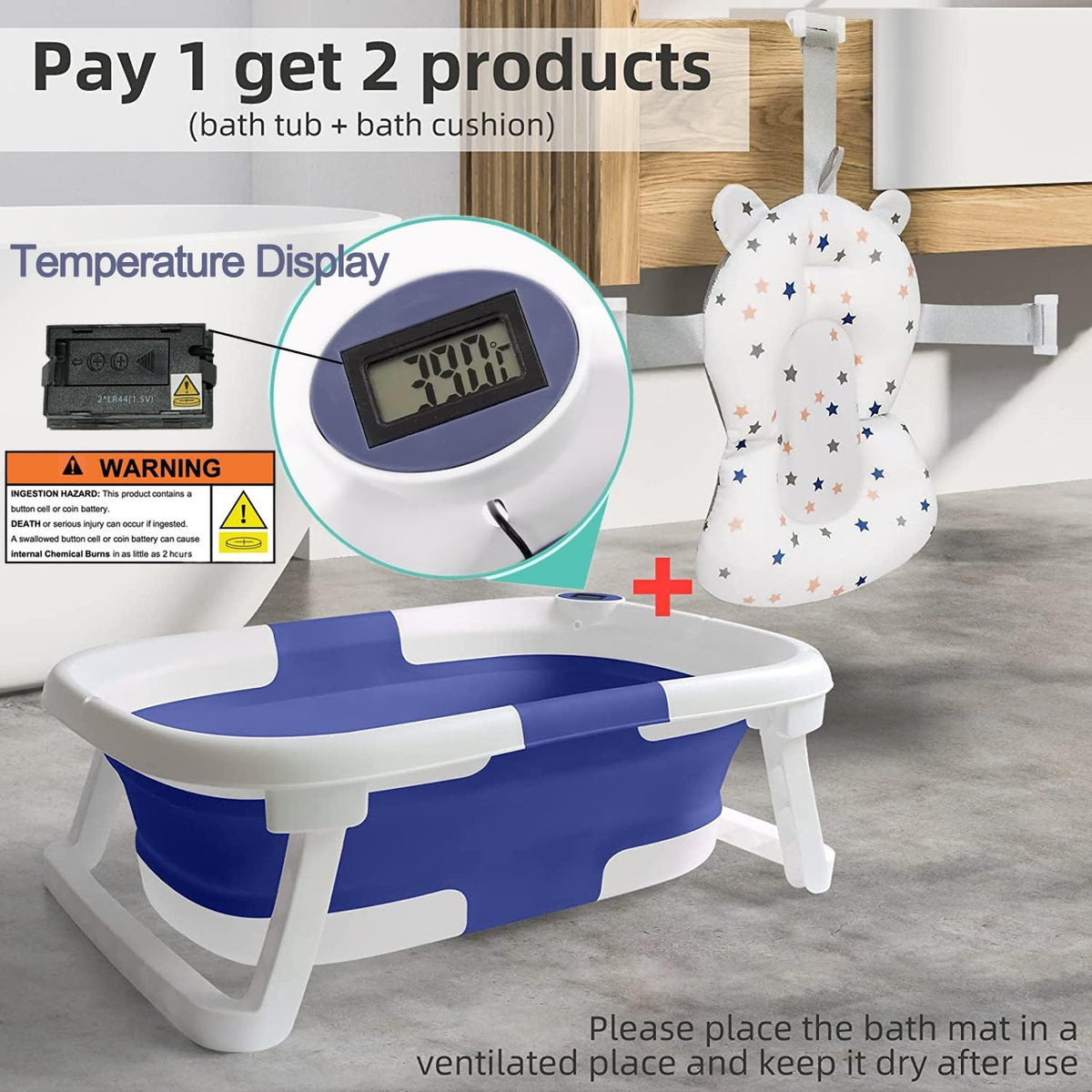 Baby Bath Tub Foldable Bathtub| Blue and White