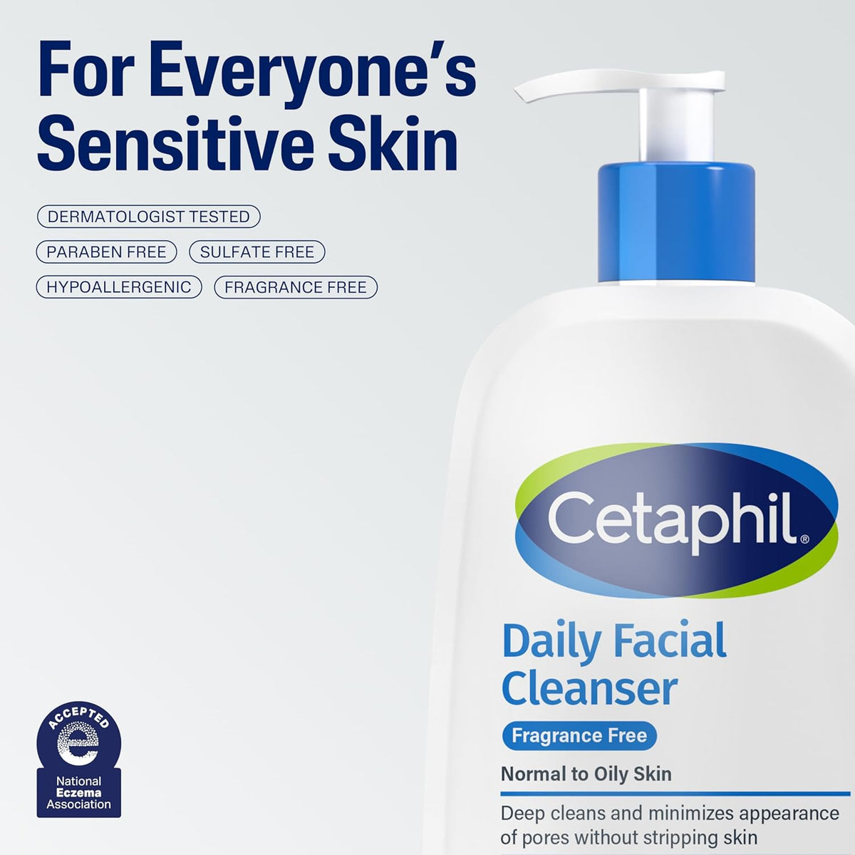 Cetaphil Face Wash, Daily Facial Cleanser for Sensitive, Combination to Oily Skin, 16 Oz