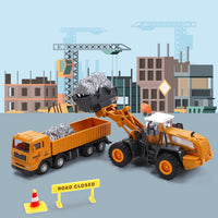 CUTE STONE Construction Vehicles Playset with Playmat