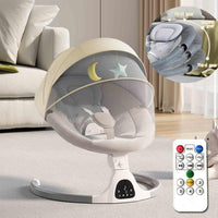 Adjustable Height Baby Swings for Infants to Toddler-Electric Bluetooth Infant Swing (Beige)