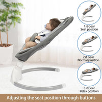 Baby Swing for Infants, with Bluetooth Remote Control Timing Function and 10 Music 5 Swing Speeds 3 Seat Positions Baby Bouncer for Boy Girl Indoor & Outdoor Use (Gray)