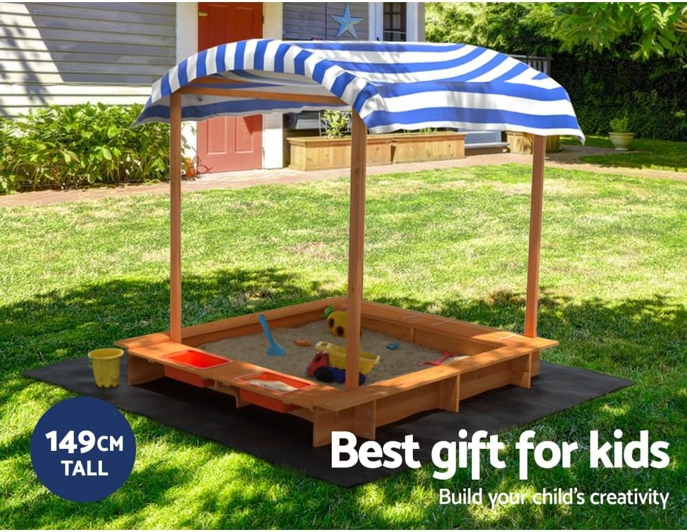 Keezi Kids Sandpit, 149cm Height Wooden Water Table Sand Pit