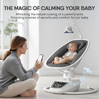 Baby Swings for Infants, Electric 3D-Motion Baby Swings with 7 Modes, 5-Point Harness, APP Control (7-33lbs)