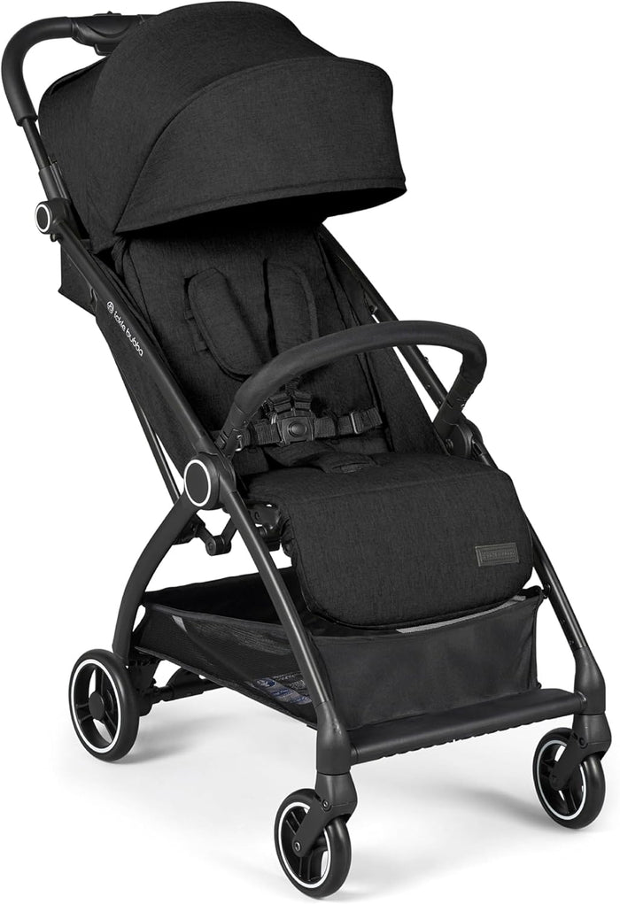 Ickle Bubba Aries Auto-Fold Stroller – Ultra-Lightweight (6.1kg), Compact One-Touch Fold, Multi-Position Recline, Large Seat & Shopping Basket, UPF 50+ Sun Hood, Includes Rain Cover (Black)