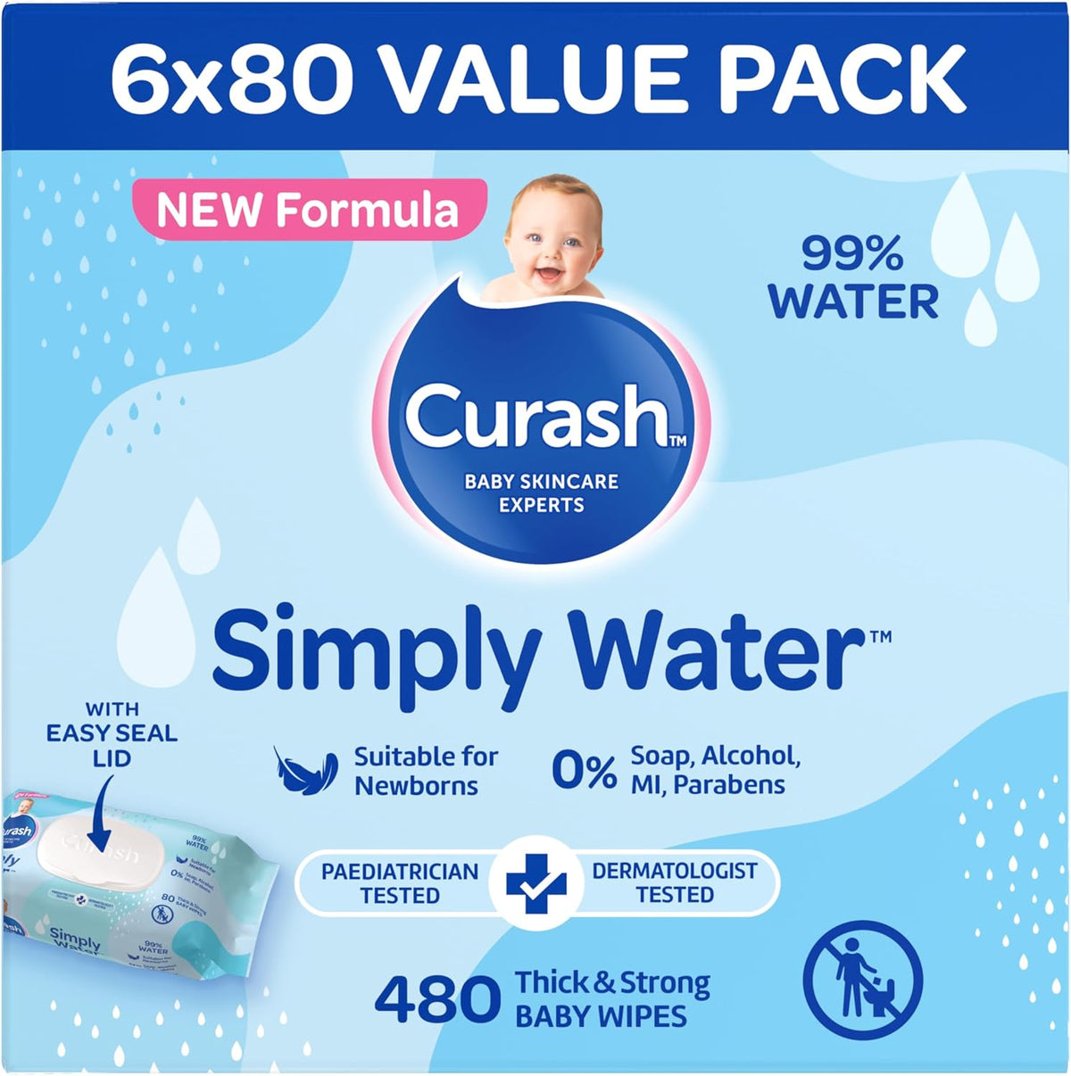 Curash Simply Water Baby Wipes