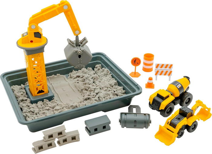 CAT Construction Toys, Dig N' Build Concrete Playset with 12 OZ of Compound - Storage Container