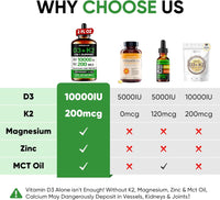 Venture Pal 5-in-1 Vitamin D3 10000 IU & K2 as MK-7 200mcg with Magnesium, MCT Oil, Zinc, Sugar-Free Vitamin D Liquid |Maximum Absorption for Bone, Mood & Immune Health - 2 FL OZ, 60 Days