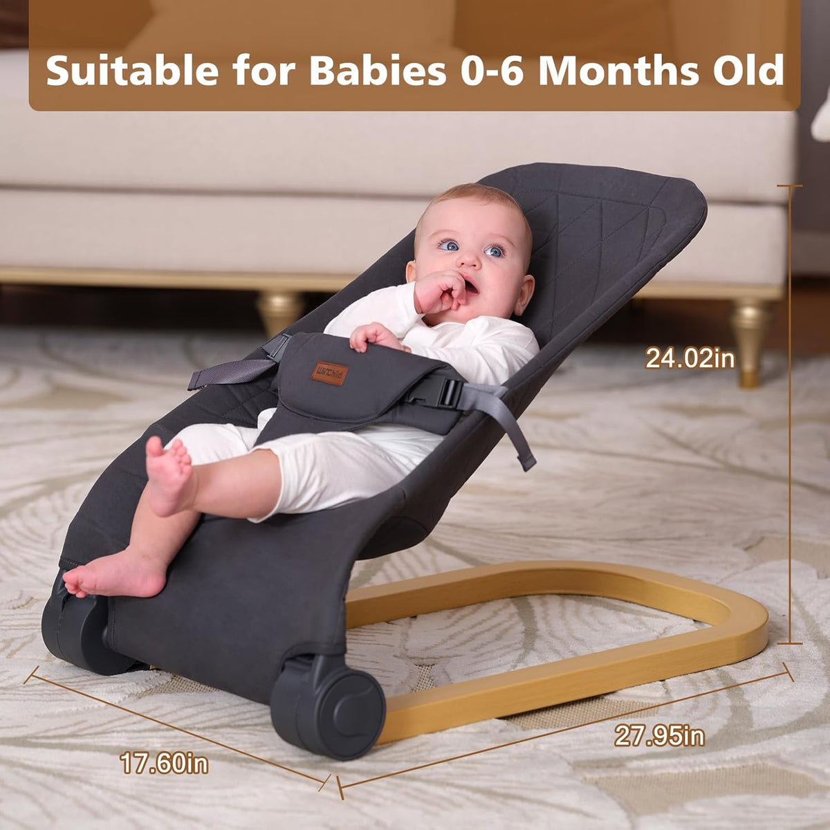 Portable Baby Rocker with Adjustable Backrest & One-Touch Folding Design,Grey