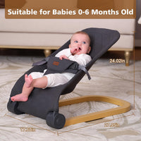 Portable Baby Rocker with Adjustable Backrest & One-Touch Folding Design,Grey