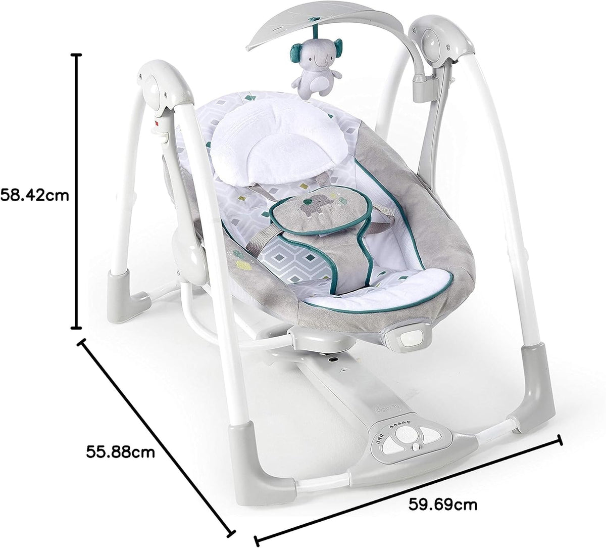 Ingenuity ConvertMe 2-in-1 Compact Portable Automatic Baby Swing & Infant Seat, Battery-Powered Vibrations, Nature Sounds, 0-9 Months 6-20 lbs (Nash)