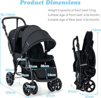 BABY JOY Foldable Tandem Twin Stroller