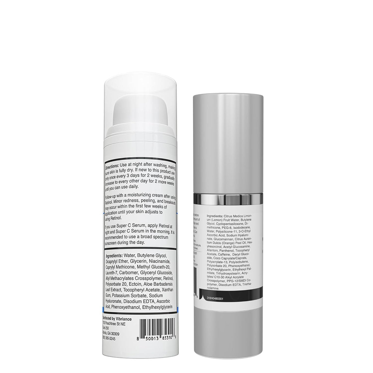 Vibriance Dynamic Duo Skincare Bundle | Super C Vitamin Serum, Retinol Skin Care Set - Age-Defying Day and Night Routine
