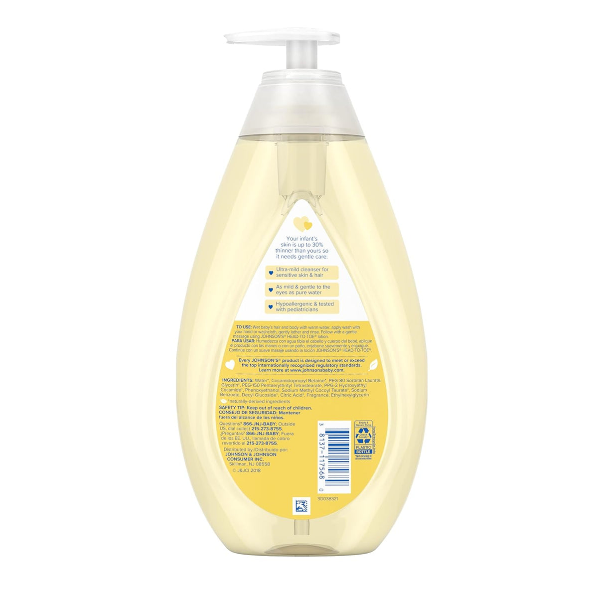 Johnson's Head-to-Toe Gentle Tear-Free Baby & Newborn Wash & Shampoo, 27.1 fl. Oz (Pack of 2)