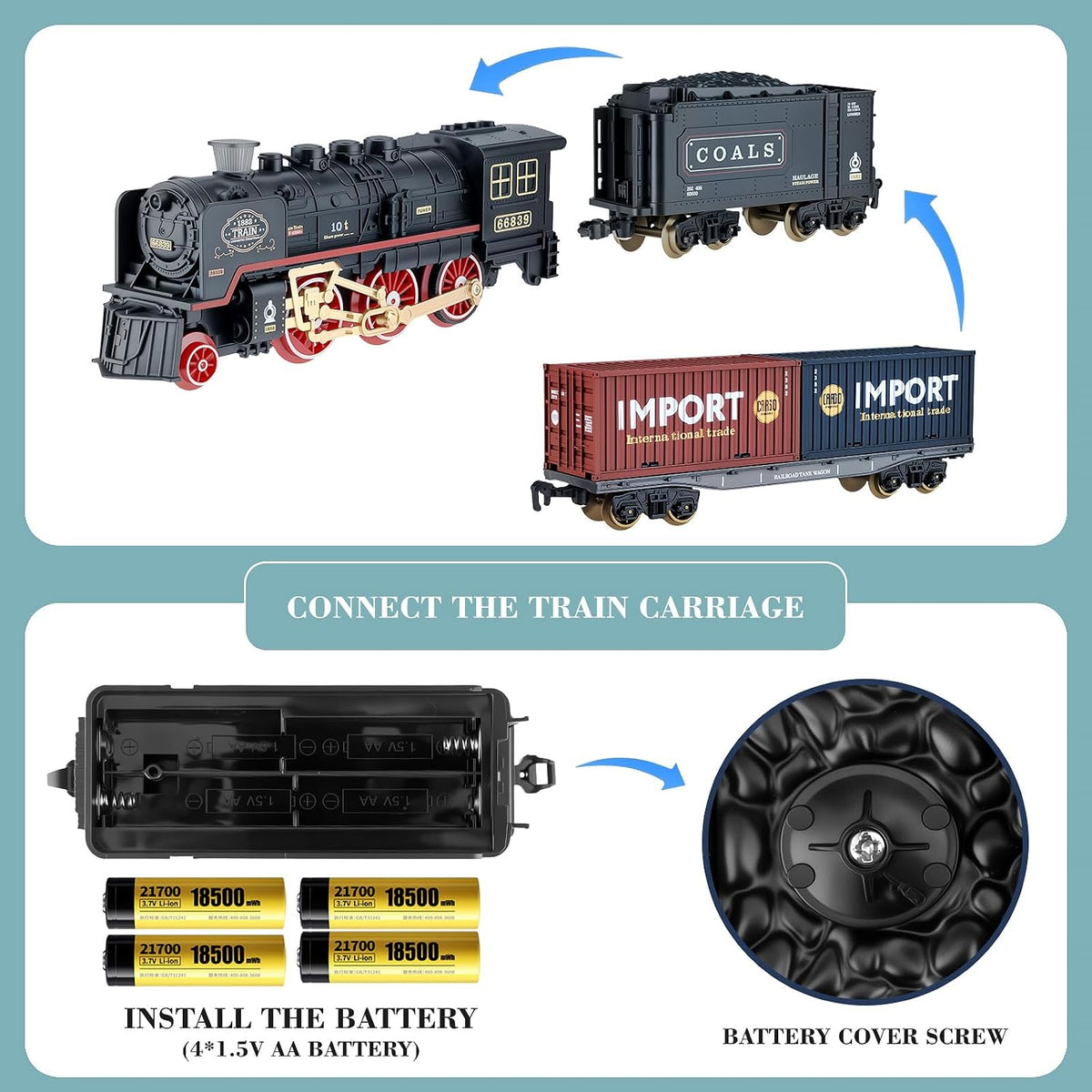 Christmas Train Set with Smoke, Light & Sound, Railway Track Electric Train