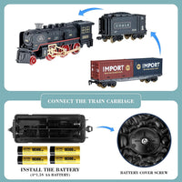 Christmas Train Set with Smoke, Light & Sound, Railway Track Electric Train