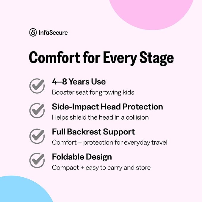 InfaSecure Versatile Folding Booster Seat, 4 to 8 Years, Black, CS6613V