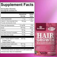 Hair Growth Gummies Women Vitamins—excellerator Nourish Hair and Nail Promote Fuller Locks with a Natural, Gentle Formula—Filled Gummies—Mixed Berry Flavor—90 Count (45-Day Supply)