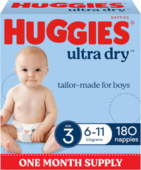 Huggies Ultra Dry Nappies Boys Size 3 (6-11kg) 180 Count