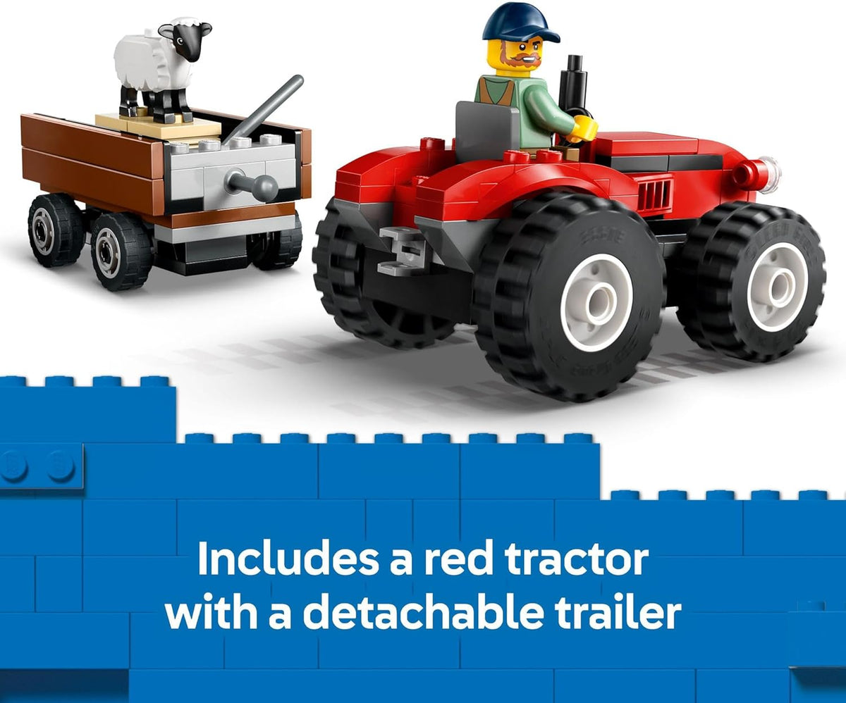 LEGO City Red Farm Tractor with Trailer & Sheep Kids Toy for 4+