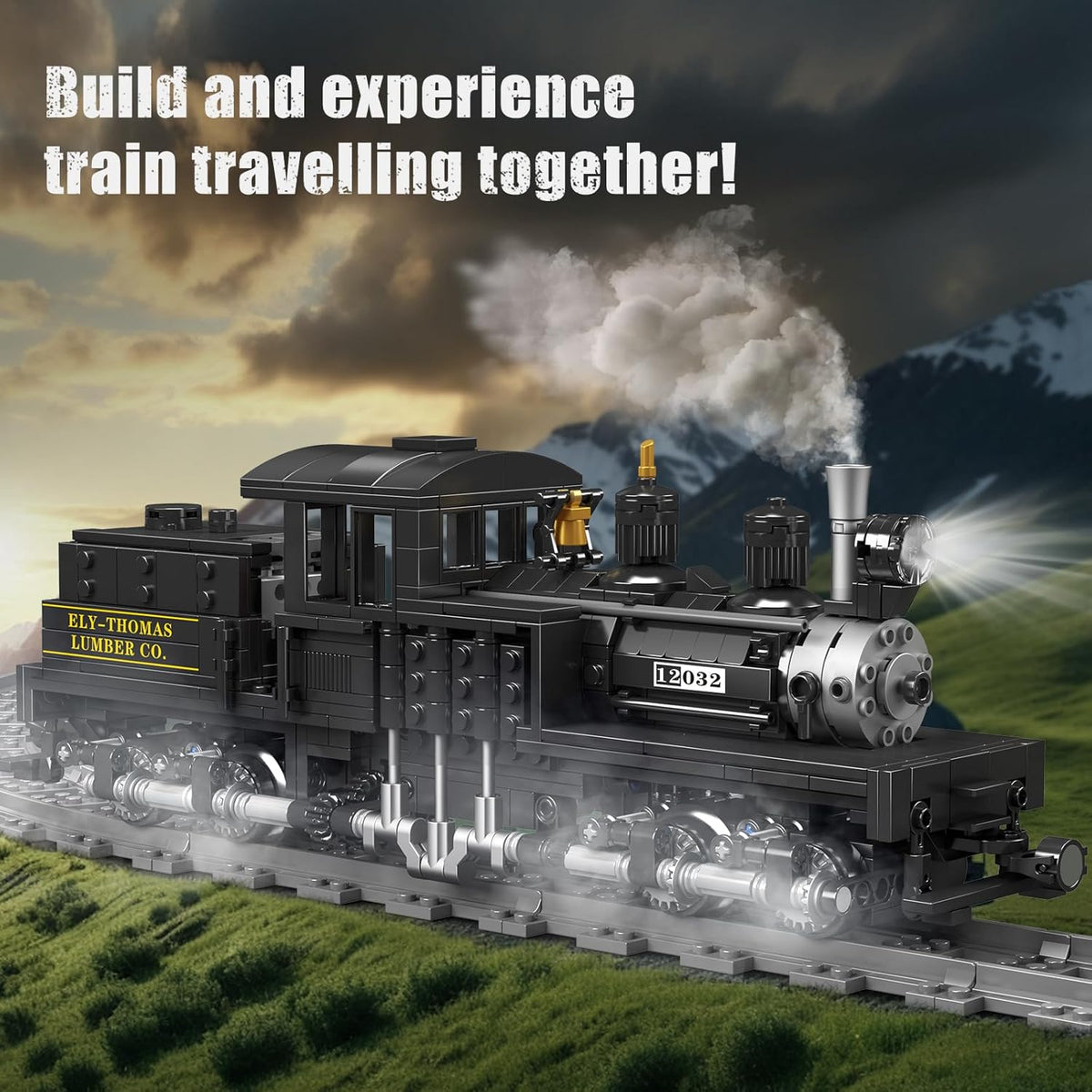 Mould King Shay Steam Locomotive Train Building Kit with Light, RC Train Model Set with Tracks, Display Model Toy for Adults (880 PCS)