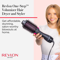 REVLON One-Step Volumizer Hair Dryer and Styler, for Less Frizz, More Shine, and Reduced Heat Damage for Salon Style Round Brush for Blowout, Black