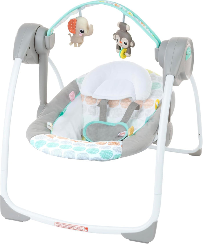 Bright Starts, Whimsical Wild Portable Compact Automatic Baby Swing with Music