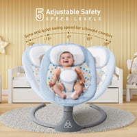Baby Swing with Bluetooth Remote Control | Baby Swing Chair 5 Levels Electric Baby Swing Cordless | Baby Rocking Chair 12 Lullaby & 3 Timer | 3 Angle Portable Baby Bouncer Swing for Newborn (Blue)