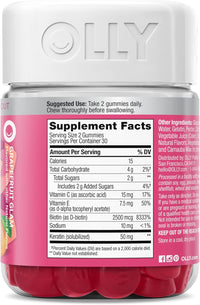 OLLY Hair Skin and Nails Gummies - Undeniable Beauty with Biotin 2500mcg Per 2 Gummies, Keratin & Vitamin C - Supports Healthy Hair, Skin, & Nails - Grapefruit Flavor - 60 Count