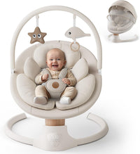 Baby Swings for Infants, FasonBaby Electric Baby Swing with 10 Preset Melodies, 5 Speeds, Remote Control and Bluetooth - Portable Infant Swing for Indoor and Outdoor(Black)