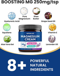 Venture Pal Magnesium Lotion, Topical Magnesium Cream, Fast-Absorbing Moisturizing Lotion with Coconut Oil, Shea Butter & Hyaluronic Acid, Suitable for Kids