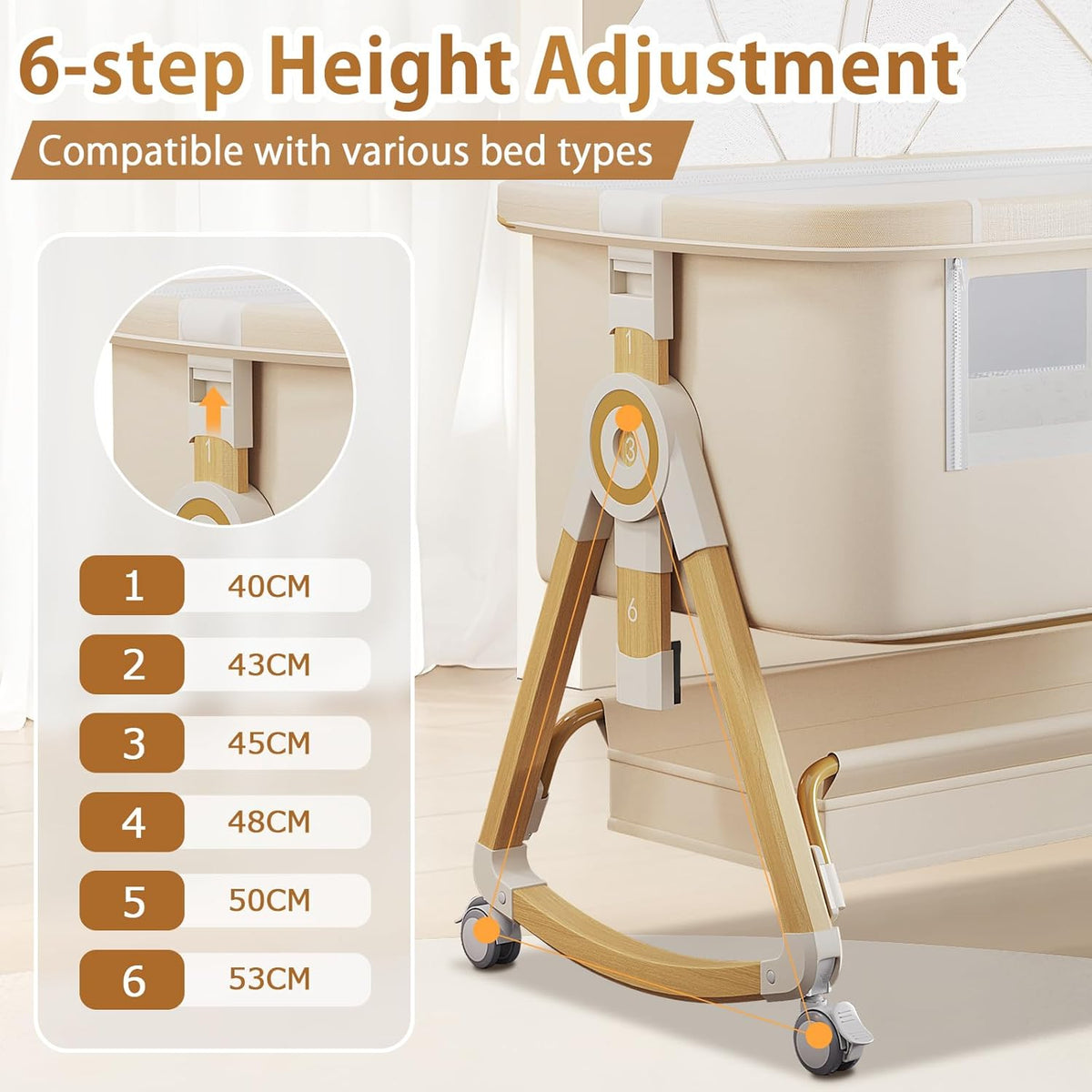 Adjustable 3 in 1 Baby Bassinets, Baby Bassinets Bedside Sleeper