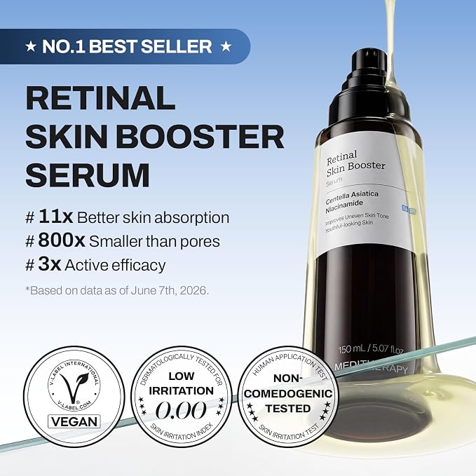 MEDITHERAPY Retinal Skin Booster Serum 5.07 fl oz | Retinaldehyde, Niacinamide, Cica | Korean Hydrating Face & Body Serum for Dull, Uneven Skin, All Skin Types, K-Beauty