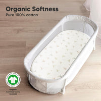 2-Pack Organic Bassinet Sheets for Girls, Boys - 100% Cotton Bassinet Mattress Sheets(Meadow)