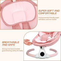 Baby Bouncer, Portable Electric Baby Swing with Bluetooth, 5 Swing Speed, 10 Lullabies, 5-Point Harness, Remote Control & Touch Panel - Bouncer from Birth for Indoor & Outdoor Use(Pink)