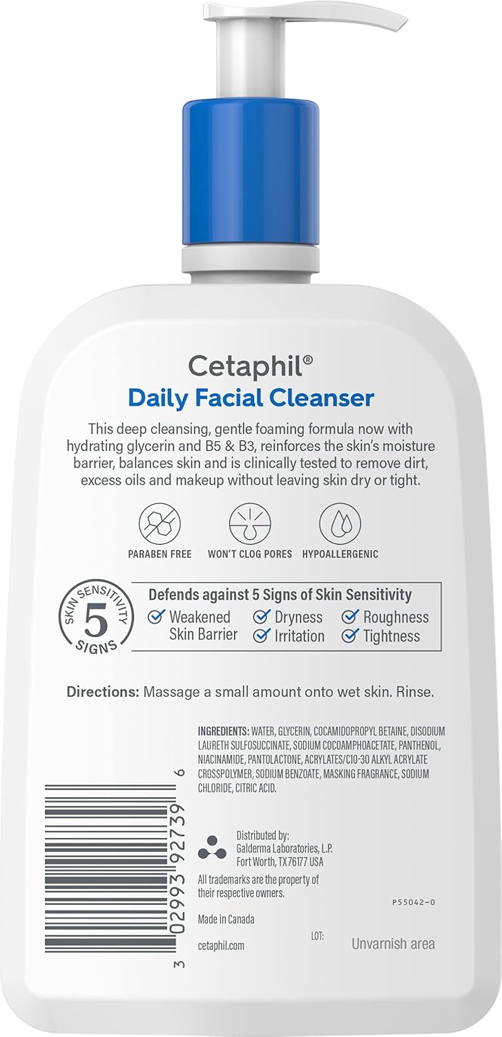 Cetaphil Face Wash, Daily Facial Cleanser for Sensitive, Combination to Oily Skin, 20 oz