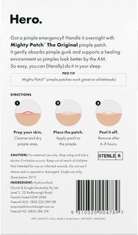 Hero Mighty Patch™ Original - Overnight Pimple Patch, Medical-Grade Hydrocolloid, Shields Skin and Gently Absorbs Pimple Gunk While You Sleep, Sensitive Skin Safe (60 Count)