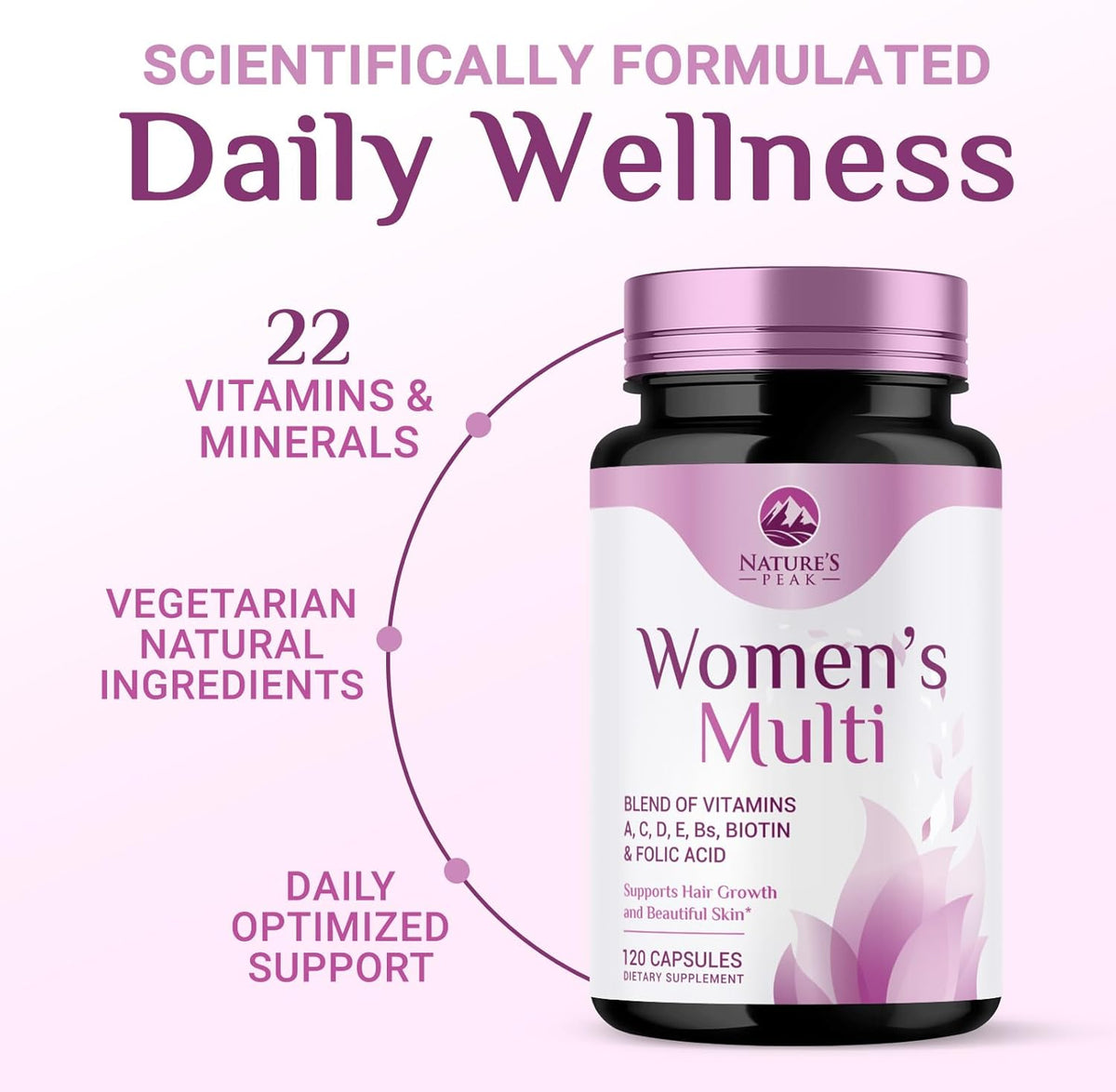 Multivitamin for Women - Once Daily Vitamins for Woman with Biotin, Calcium, Folate, Vitamin - 120 Capsules